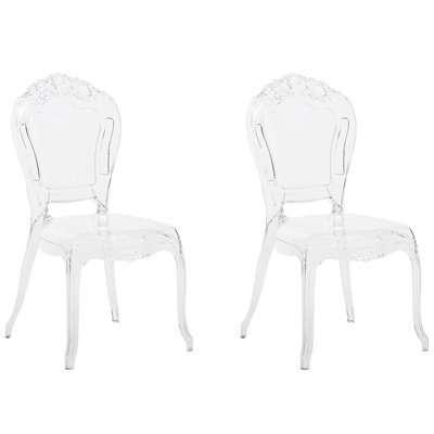 Beliani Set Of 2 Dining Chairs Vermont Transparent - image 1