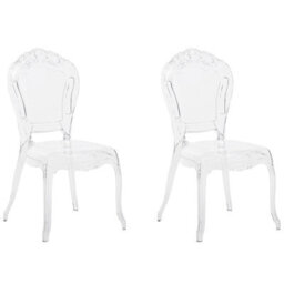 Beliani Set Of 2 Dining Chairs Vermont Transparent - thumbnail 1