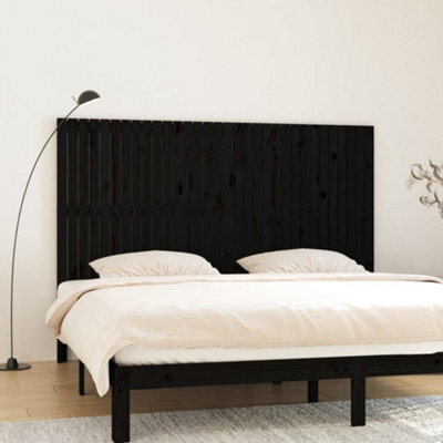 Berkfield Wall Headboard Black 204X3X110 Cm Solid Wood Pine - image 1