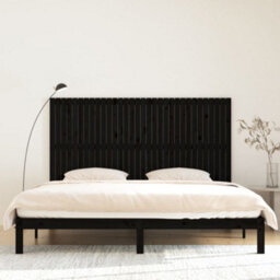 Berkfield Wall Headboard Black 204X3X110 Cm Solid Wood Pine - thumbnail 3