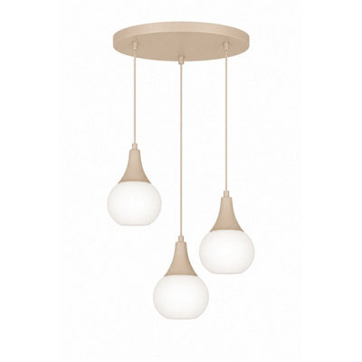 Luminosa Lighting Luminosa Lacrima Cluster Pendant Ceiling Light Beige White Glass Shade 3X E27 - image 1