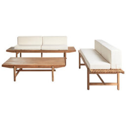 Beliani Garden Lounge Set With Table 4 Seater Giaveno Acacia Wood Off-White - thumbnail 1