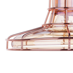 Wyld and Coco Lumina Copper Cage Pendant Lamp With Tinted Glass Shade, Vintage-Industrial Ceiling Light, W26 X D26 X H117Cm - thumbnail 6