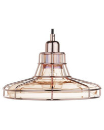 Wyld and Coco Lumina Copper Cage Pendant Lamp With Tinted Glass Shade, Vintage-Industrial Ceiling Light, W26 X D26 X H117Cm - thumbnail 3