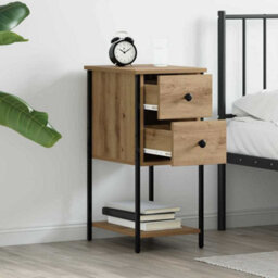 Berkfield Modern Bedside Cabinet With Drawer 2 Pcs Artisan Oak Engineered Wood - thumbnail 4