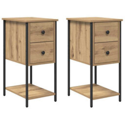 Berkfield Modern Bedside Cabinet With Drawer 2 Pcs Artisan Oak Engineered Wood - thumbnail 1
