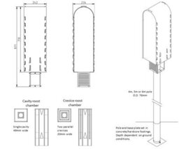Buttercup Farm Eco Rocket Bat Box Crevice With 6M Pole - Recycled Ldpe Plastic/wood - L24 X W25 X H86 Cm - thumbnail 6