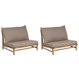 Beliani Set Of 2 Garden Chairs With Cushions Todi Bamboo Taupe - thumbnail 1