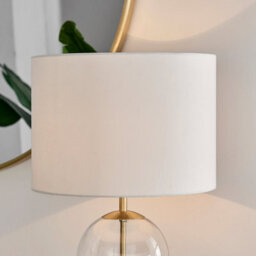 Furniturebox Nora Contemporary Clear Glass Table Lamp With Gold Chrome Details And White Shade Including A Rated Energy Efficient Led Bulb - thumbnail 3