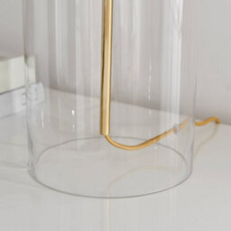 Furniturebox Nora Contemporary Clear Glass Table Lamp With Gold Chrome Details And White Shade Including A Rated Energy Efficient Led Bulb - thumbnail 4