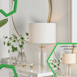Furniturebox Nora Contemporary Clear Glass Table Lamp With Gold Chrome Details And White Shade Including A Rated Energy Efficient Led Bulb - thumbnail 7