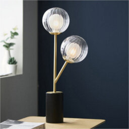 Loops 2 Pack Satin Brass Plate Table Lamp - Clear/frosted Glass Shade - 2X 3W Led G9 - thumbnail 3
