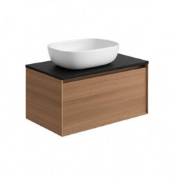 Plum&clay Matterhorn Oak Wall Hung Bathroom Vanity Unit With Black Countertop (W)750mm (H)450mm - thumbnail 2