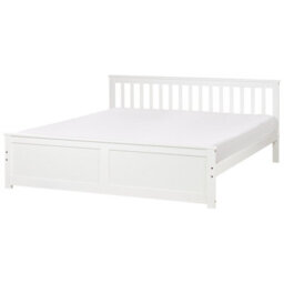 Beliani Bed Pine Wood Olendon 180 X 200 Cm (Eu Super King) White - thumbnail 1