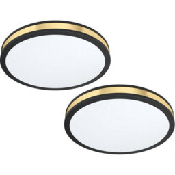 2 Pack Modern Black Flush Mount Ceiling Lights With White Gold Shade - 24W Led - thumbnail 1