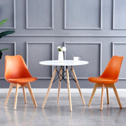 MCC Direct Set Of 2 Dining Chairs With Solid Wooden Legs And Seat Cushion Pad Orange - Eva By Mcc
