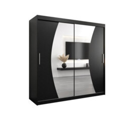 Arte Wave Contemporary 2 Mirrored Sliding Door Wardrobe 9 Shelves 2 Rails Black Matt (H)2000mm (W)2000mm (D)620mm - thumbnail 1
