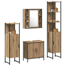 Berkfield 4 Piece Bathroom Furniture Set Artisan Oak Engineered Wood - thumbnail 3