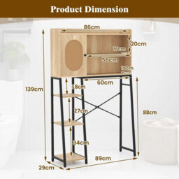 Over The Toilet Storage Cabinet Bathroom Organizer Shelves Natural - thumbnail 2