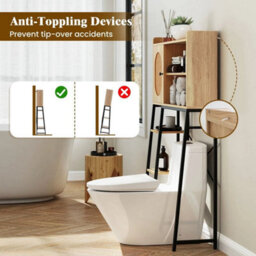 Over The Toilet Storage Cabinet Bathroom Organizer Shelves Natural - thumbnail 6