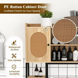 Over The Toilet Storage Cabinet Bathroom Organizer Shelves Natural - thumbnail 4