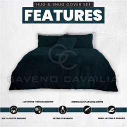 Gc Gaveno Cavailia Hug & Snug Teddy Fleece Double Teal Duvet Cover With Matching Pillowcase Warm Fluffy Soft & Cosy Bedding Set - thumbnail 3