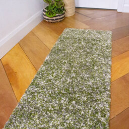 Loomed Super Soft Green Grey Mottled Shaggy Runner Rug 60X240Cm - thumbnail 2