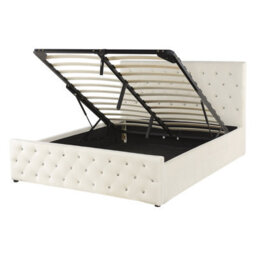 Beliani Ottoman Bed Velvet Amiens 140 X 200 Cm (Eu Double) Light Beige - thumbnail 1
