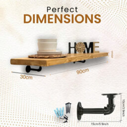 MKGT Rustic Breakfast Bar 30Cm Kitchen Shelf Coffee Pub Table (Rustic Pine, 90Cm Long) - thumbnail 3