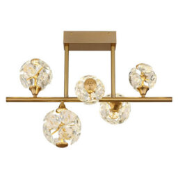 Luminosa Lighting Luminosa Virina Multi Arm Semi Flush Ceiling Lamp Gold Colors K9 Crystals Led 3000K - thumbnail 3