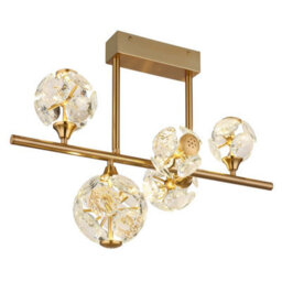 Luminosa Lighting Luminosa Virina Multi Arm Semi Flush Ceiling Lamp Gold Colors K9 Crystals Led 3000K