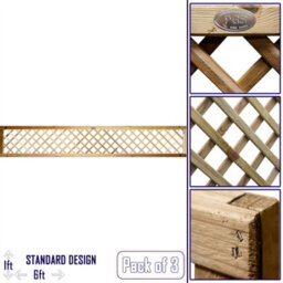 Premier Garden Supplies Elite Diamond Wooden Trellis Panel 6Ft X 1Ft (3 Pack) Standard Lattice Fencing Topper For Climbing Plant Support