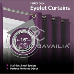 Gc Gaveno Cavailia Silk Sheen Eyelet Curtain 90X108 Aubergine 100% Polyester Ring Top Fully Lined Drapes - thumbnail 4