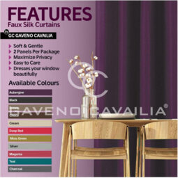 Gc Gaveno Cavailia Silk Sheen Eyelet Curtain 90X108 Aubergine 100% Polyester Ring Top Fully Lined Drapes - thumbnail 2