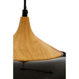 Orsina Unique Black Conical Pendant Light With Natural Wood Crown, Sleek Metal Hanging Lamp, Modern Pendant Light - thumbnail 5