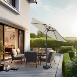 Sundaze 2.5M Cream Garden Parasol Umbrella Sun Shade Canopy With Hand Crank Tilt Function - thumbnail 1