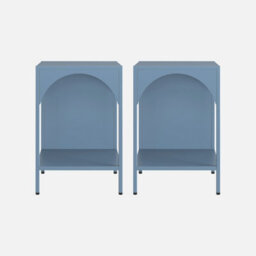 Sweeek - Set Of 2 Bedside Tables Industrial-Style Steel Grey Blue 35X35X52 Cm - Soho - thumbnail 3