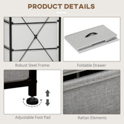Homcom 5 Drawer Fabric Chest Of Drawers W/ Wooden Top For Hallway Grey - thumbnail 6