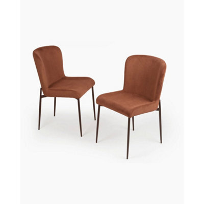 Evre Brown Freddie Dining Chairs Set Of 2, Upholstered, Corduroy, Stain-Resistant, Metal Frame, Non-Marking Foot Caps - 9 Colours - image 1