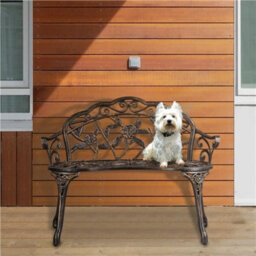 Outdoor Metal Garden Bench  Patio Loveseat - thumbnail 2