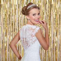 Neel Blue Christmas Tinsel Foil Fringe Curtain Backdrop Background, 1 X 2.5M, Gold - thumbnail 4