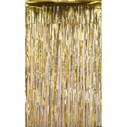 Neel Blue Christmas Tinsel Foil Fringe Curtain Backdrop Background, 1 X 2.5M, Gold