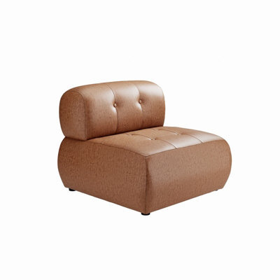 LPD Reese Accent Chair Tan Coloured Boucle Fabric With Black Wooden Legs - image 1