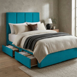 "Adore Designs Stafford Plush Velvet Divan Bed, 50"" Headboard - 4Ft Small Double - Mallard - 4 Drawers" - thumbnail 1