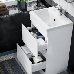Nes Home White 500mm 100% Waterproof Pvc 2 Drawer Vanity & Basin Freestanding - thumbnail 5
