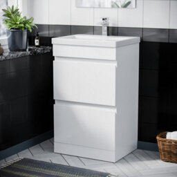 Nes Home White 500mm 100% Waterproof Pvc 2 Drawer Vanity & Basin Freestanding - thumbnail 1