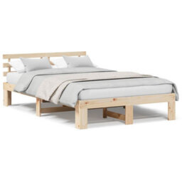 Berkfield Pine Wood Bed Frame Natural Wood Solid Wood 140 X 190 Cm Durable - thumbnail 4