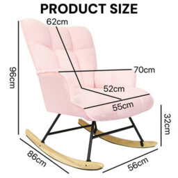 Alivio Comfortable Teddy Rocking Arm Chair For Nursery Bedroom Balcony (Pink) - thumbnail 4