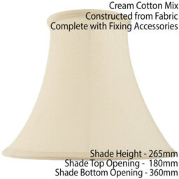 "14"" Round Bell Handmade Lamp Shade Cream Fabric Classic Table Light Bulb Cover" - thumbnail 2