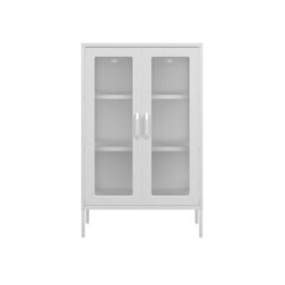 Wyld Haus Bramblewood White Matt Steel Cabinet With 2 Reeded Glass Doors And 3 Shelves 1015X650X360mm - thumbnail 2